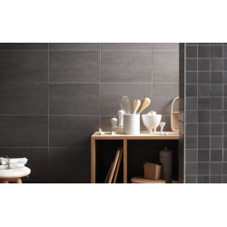 Carrelage mural effet béton gris foncé satiné...
