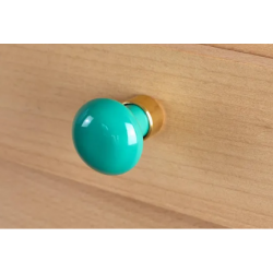Bouton de meuble porcelaine laitonné vert clair...