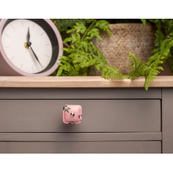 Bouton de meuble Carré porcelaine, rose REI...