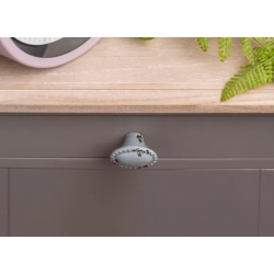 Bouton de meuble Ovale porcelaine, gris REI...